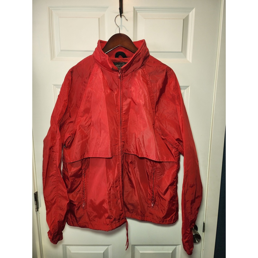 Vintage 80s Eddie Bauer Red Windbreaker Jacket Mens XL Nylon Full Zip Outdoor